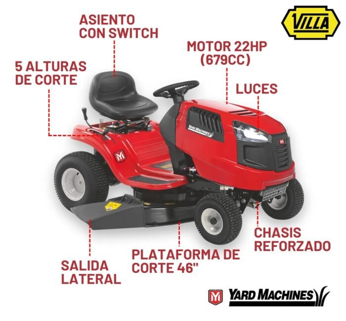 Tractor cortacésped Villa Yard Machines 22 HP 679 cc YM-67946 - Imagen 2